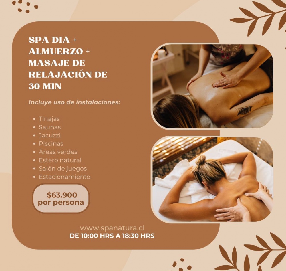 Spa Día + Almuerzo + Masaje de Relajación (30 Minutos)