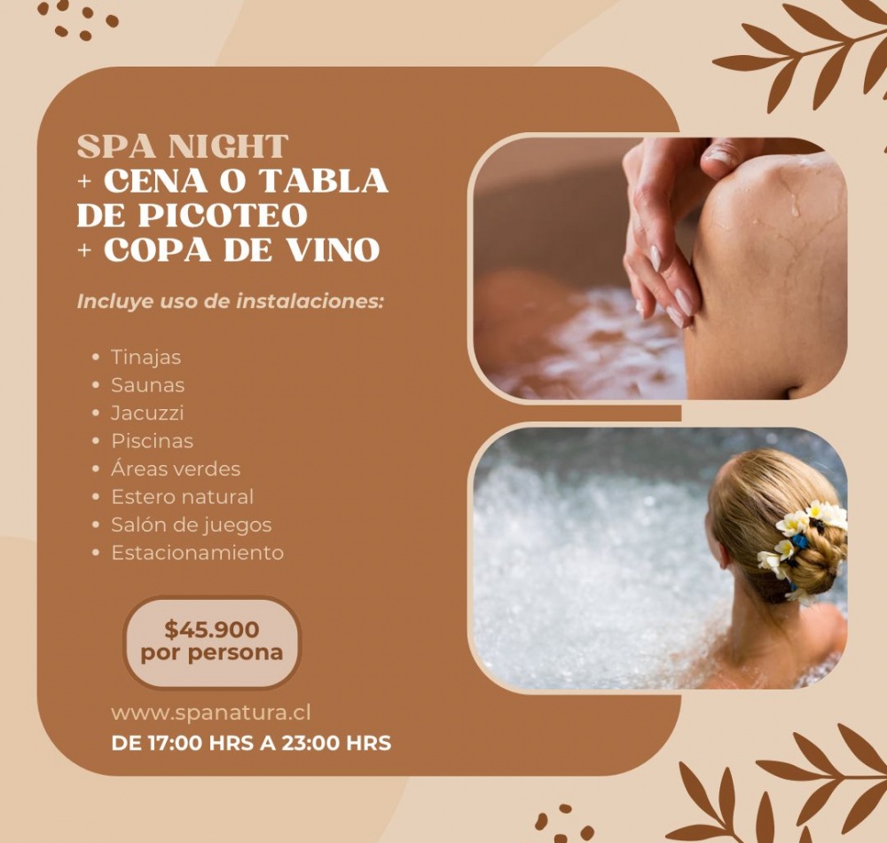 Spa Night + Cena o Tabla de Picoteo + Copa de Vino